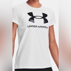 Under Armour Girl’s Youth Graphic Logo Short Sleeve Size: L Color: White (NWT)